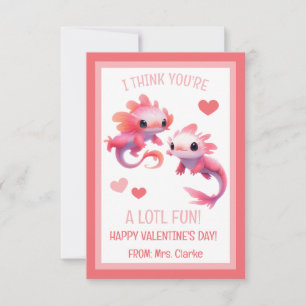 Schattigee, roze Axolotl Valentijnsdag Kaart