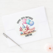 Schattigee roze axolotl Verjaardagsfeest gunsten Ronde Sticker (Envelop)