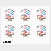 Schattigee roze axolotl Verjaardagsfeest gunsten Ronde Sticker (Vel)