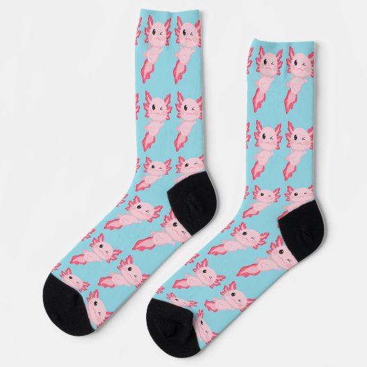 Schattigee roze Baby Axolotl Pattern Crew Sokken (Links)
