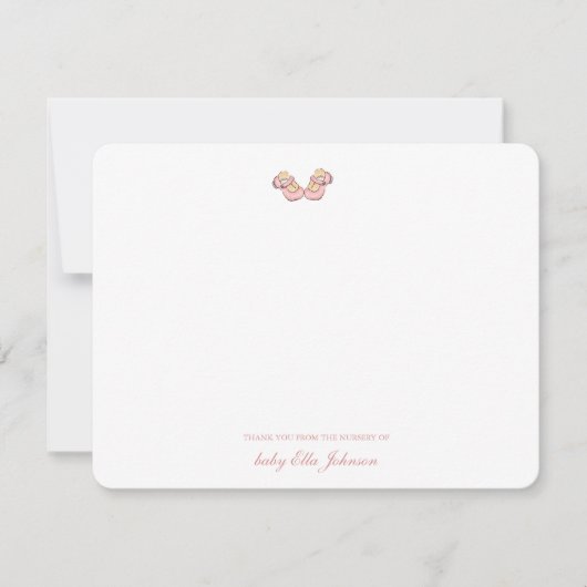 Schattigee Roze Baby bootie meisje Bedankkaart (Voorkant)