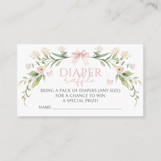 Schattigee Roze Baby in Bloom Baby shower Luier Ra Informatiekaartje (Voorkant)