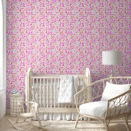 Schattigee Roze Baby Meisje Kwekerij Patroon geper Behang