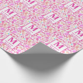 Schattigee Roze Baby Meisje Kwekerij Patroon geper Cadeaupapier (Hoek)