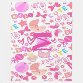 Schattigee Roze Baby Meisje Kwekerij Patroon geper Fleece Deken