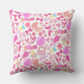 Schattigee Roze Baby Meisje Kwekerij Patroon geper Kussen (Achterkant)