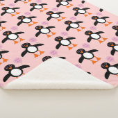 Schattigee Roze Baby Meisje Pinguïn Sherpa Deken (3/4)