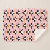 Schattigee Roze Baby Meisje Pinguïn Sherpa Deken (Voorkant (horizontaal))