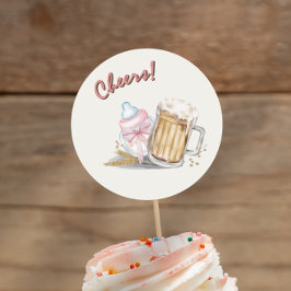 Schattigee Roze Baby Milk Bottle Beer Diaper Party Ronde Sticker