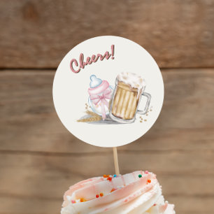 Schattigee Roze Baby Milk Bottle Beer Diaper Party Ronde Sticker