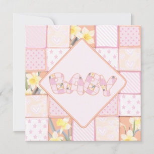 Schattigee Roze Baby Quilt Baby Meisje Douche uitn Kaart