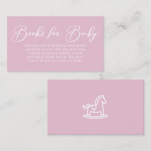Schattigee Roze Baby shower Minimalistische Boeken Informatiekaartje (Voorkant / Achterkant)