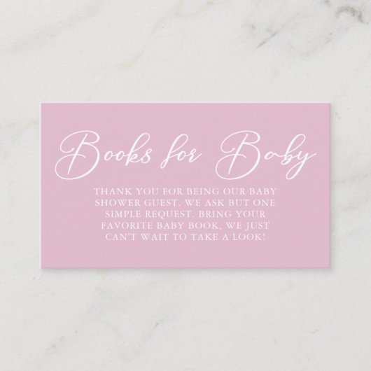 Schattigee Roze Baby shower Minimalistische Boeken Informatiekaartje (Voorkant)