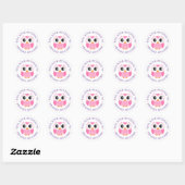 Schattigee roze baby uil boekenplaat sticker (Vel)