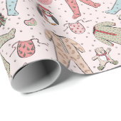 Schattigee Roze Baby's Eerste Kerstdag Gepersonali Cadeaupapier (Rol Hoek)