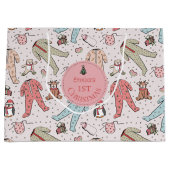 Schattigee roze baby's eerste kerstgewoonte groot cadeauzakje (Voorkant)