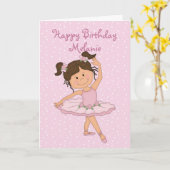 Schattigee Roze Ballerina 4 Verjaardag Kaart (Gele Bloem)