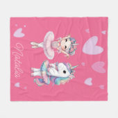 Schattigee Roze Ballerina Eenhoorn Fleece Deken (Voorkant (Horizontaal))