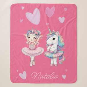 Schattigee Roze Ballerina Eenhoorn Sherpa Deken