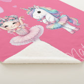 Schattigee Roze Ballerina Eenhoorn Sherpa Deken (3/4)