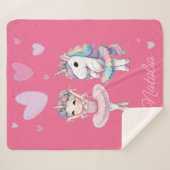 Schattigee Roze Ballerina Eenhoorn Sherpa Deken (Voorkant (horizontaal))