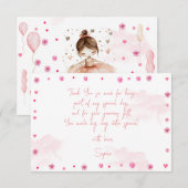 Schattigee roze ballerina en ballonnen verjaardag bedankkaart (Voorkant / Achterkant)