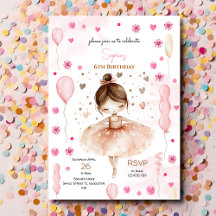 Schattigee roze ballerina en ballonnen verjaardag