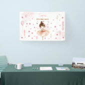 Schattigee roze ballerina en ballonnen verjaardag spandoek (Beurs)
