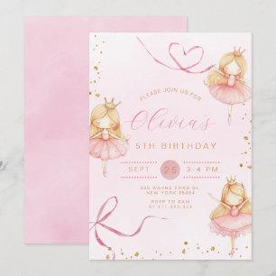 Schattigee Roze Ballerina Prinses Meisje Verjaarda Kaart