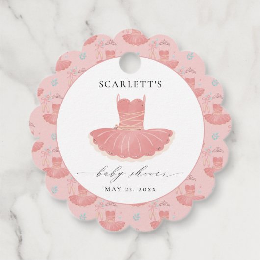 Schattigee Roze Ballerina Tutu Baby Girl Baby show Bedankjes Labels (Achterkant)
