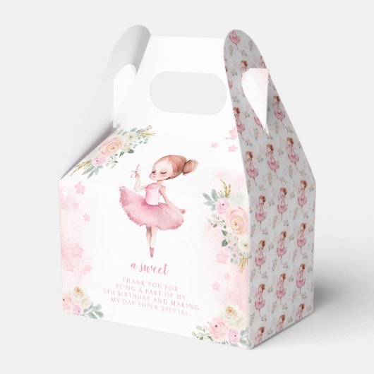 Schattigee roze ballerina verjaardagdank u gunst d bedankdoosjes (Achterkant)