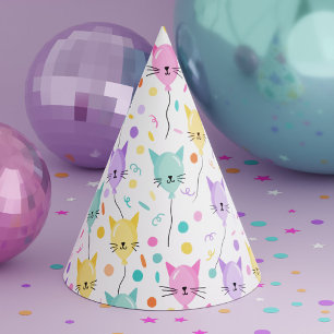 Schattigee Roze Ballon Kitty Cat Pattern Kids Verj Feesthoedjes