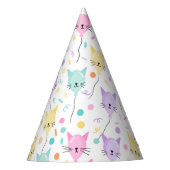 Schattigee Roze Ballon Kitty Cat Pattern Kids Verj Feesthoedjes (Voorkant)