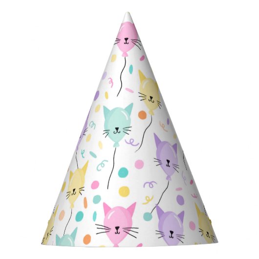 Schattigee Roze Ballon Kitty Cat Pattern Kids Verj Feesthoedjes (Voorkant)