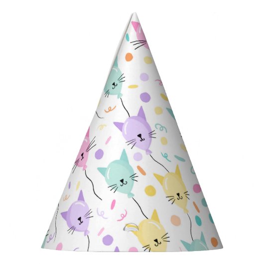 Schattigee Roze Ballon Kitty Cat Pattern Kids Verj Feesthoedjes (Links)