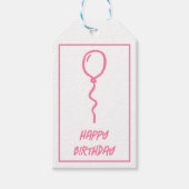 Schattigee Roze Ballon Verjaardag Cadeau Labels Cadeaulabel (Voorkant)