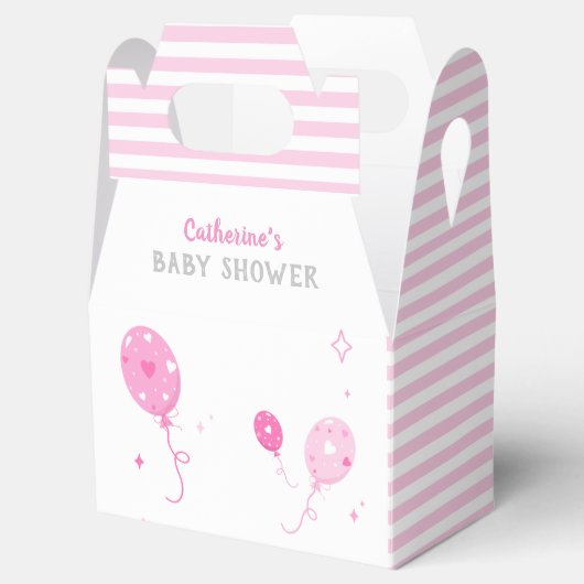 Schattigee roze ballonnen Baby shower Favor Box Bedankdoosjes (Geopend)