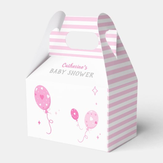 Schattigee roze ballonnen Baby shower Favor Box Bedankdoosjes (Voorkant Zijde)