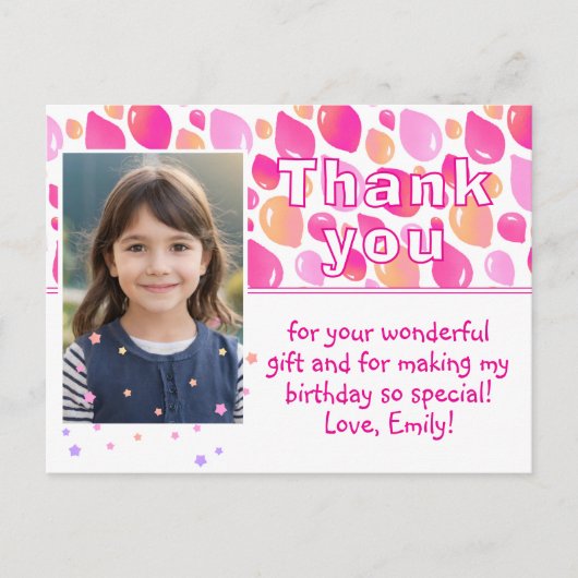 Schattigee Roze Ballonnen Girly Foto Verjaardag Be Briefkaart (Voorkant)