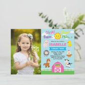 Schattigee Roze Barnyard Boerderijdieren 1e Verjaa Kaart (Staand voorkant)