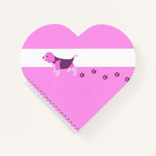 SCHATTIGEE ROZE BEAGLE PUPPY DOG MET PAW PRINTS TE NOTITIEBOEK (Voorkant)