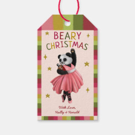 Schattigee Roze Beary Kerstballet Dansen Panda Cadeaulabel