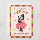 Schattigee Roze Beary Kerstballet Dansen Panda Feestdagenkaart (Voorkant)