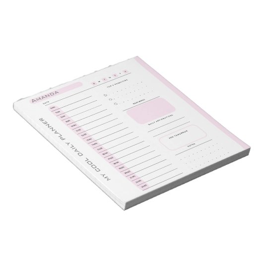 Schattigee Roze Bewerkbare Scheur weg Dagelijkse P Notitieblok (Schuin)