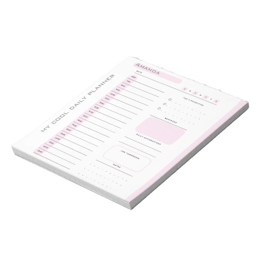 Schattigee Roze Bewerkbare Scheur weg Dagelijkse P Notitieblok (Linkerzijde)