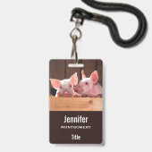 Schattigee roze biggen dierenfoto badge (Voorzijde met lanyard)