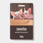 Schattigee roze biggen dierenfoto badge (Achterkant)