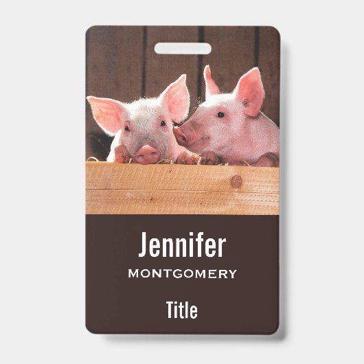 Schattigee roze biggen dierenfoto badge (Voorzijde)