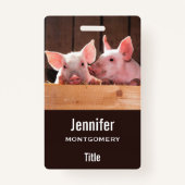 Schattigee roze biggen dierenfoto badge (Achterkant)