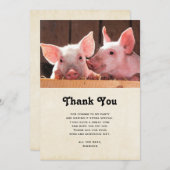 Schattigee roze biggen dierenfoto bedankkaart (Voorkant / Achterkant)